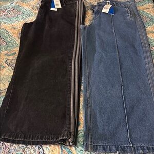 adidas Women's Wide Leg Jeans Pair in Black and Blue